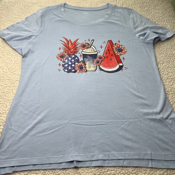 Americana Red White Blue Summertime Tee Large - Picture 2 of 6